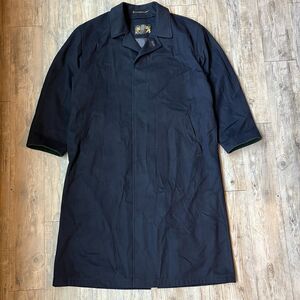 Lodenfrey Trench Coat Wool Navy Vintage Pockets Button Up XL 26" Pit to Pit